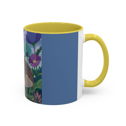 The Lady And The Enchanted Heron Colorful Mugs – Art Deco Botanical Elegance