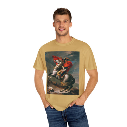 Napoleon Crossing the Alps by Jacques-Louis David Unisex Garment-Dyed T-shirt