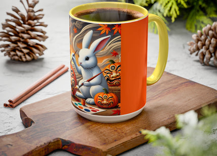 Halloween Rabbit’s Kabuki Jack-o’-Lanterns Colorful Mugs (11oz, 15oz)