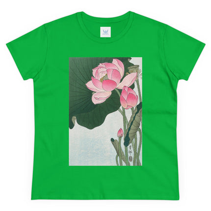 Blooming Lotus Flowers by Ohara Koson Women's Midweight Cotton Tee