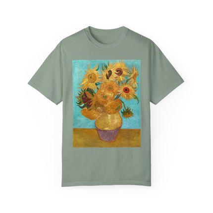Vase with Twelve Sunflowers by Vincent van Gogh Unisex Garment-Dyed T-shirt