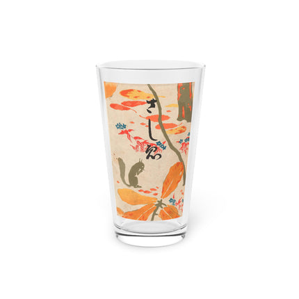 Squirrel in Fall Forest Glass, 16oz