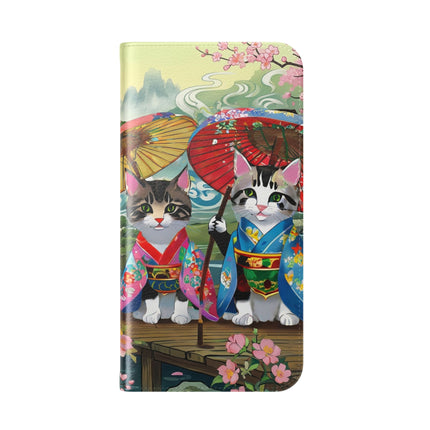 🌸🐱 Kimono Kitties Flip Case – Whimsical Elegance & Storybook Charm