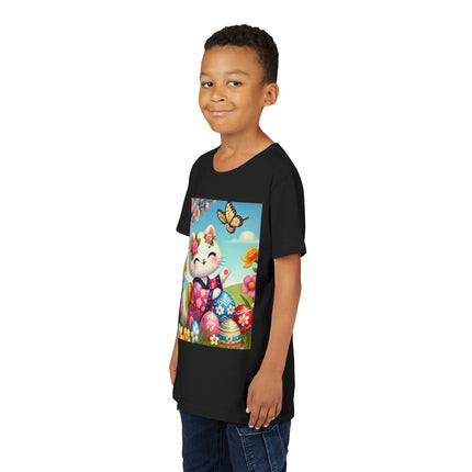 Easter Kitten and Painted Eggs Youth Short Sleeve Tee