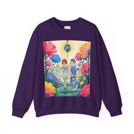 🌸🏮 The Lantern Garden Stroll Crewneck Sweatshirt – Art Deco Floral Whimsy