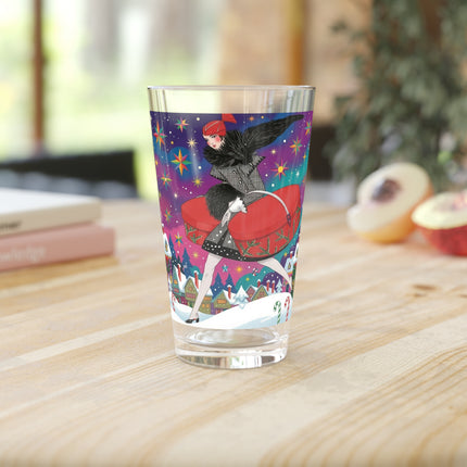 🎁✨ The Lady Of The Christmas Hatbox Pint Glass – Art Deco Holiday Fantasy