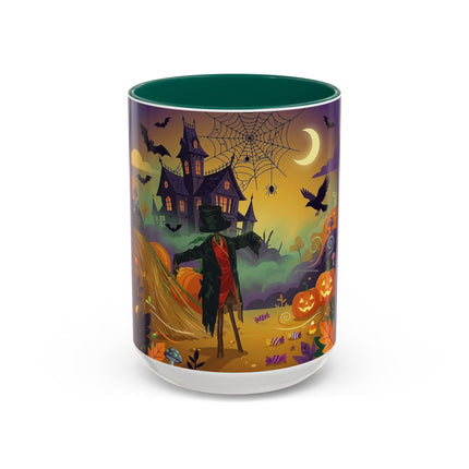 🌙🎃 The Scarecrow Of Haunted Hollow Colorful Mug – Whimsical Halloween Mystery
