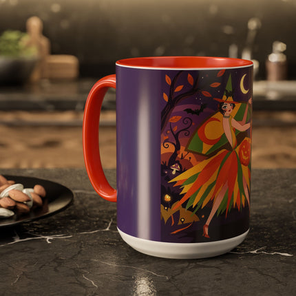 🎃🧙 The Witch Of Jack-O'-Lantern Hollow Colorful Mug – Whimsical Halloween Charm