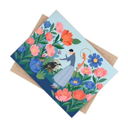 🦜🌺 The Lady Of The Garden Aviary Ceramic Tile – Art Deco Floral Whimsy