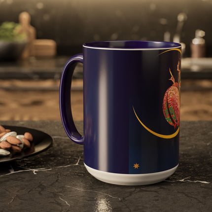 Moonlit Reflections Colorful Mug (11oz, 15oz) – Celestial Elegance, Art Deco Beauty & Dreamy Style