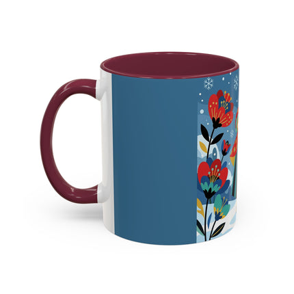 ❤️❄️ The Winter Heart Messenger Colorful Mug – Art Deco Snow Garden Fantasy
