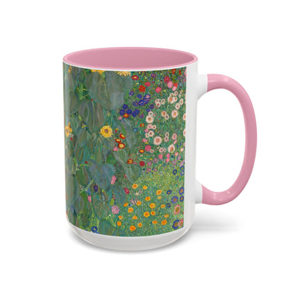 Farm Garden with Sunflowers by Gustav Klimt Colorful Mugs (11oz, 15oz)