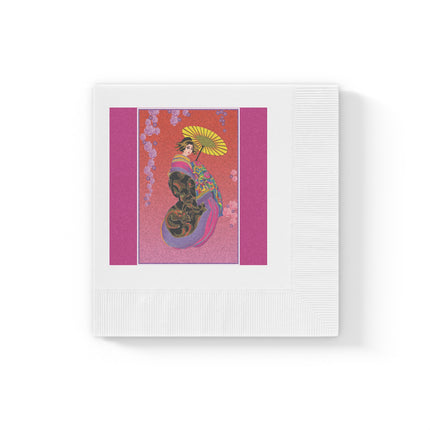 Enchanting Geisha White Coined Napkins