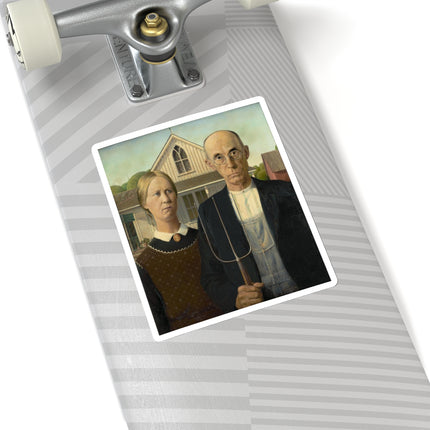American Gothic by Grant Wood Kiss-Cut Stickers (4 Sizes)