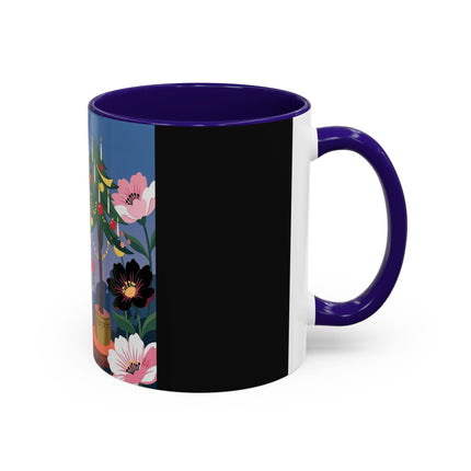 🌹🎄 The Lady Of The Candlelit Rose Tree Colorful Mug – Art Deco Christmas Garden
