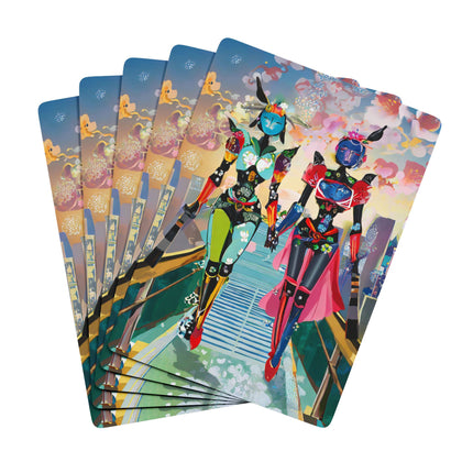 Cyber Punk Robot Models Playing Cards
