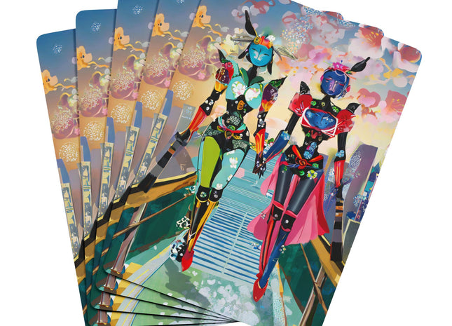 Cyber Punk Robot Models Playing Cards