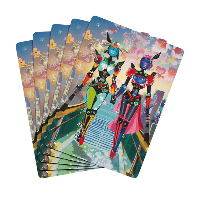 Cyber Punk Robot Models Playing Cards