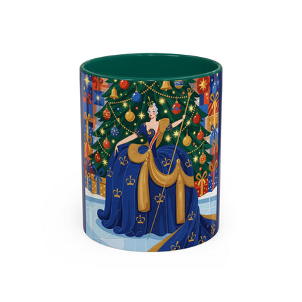 👑🎄 The Christmas Queen Of Golden Bells Colorful Mug – Art Deco Holiday Elegance