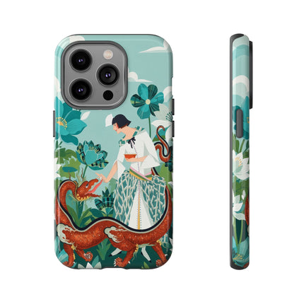 🐉🌿 The Dragon Keeper Phone Case – Art Deco Floral Fantasy