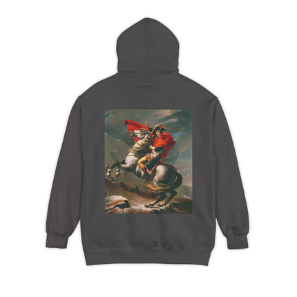 Napoleon Crossing the Alps by Jacques-Louis David Unisex Garment-Dyed Hoodie