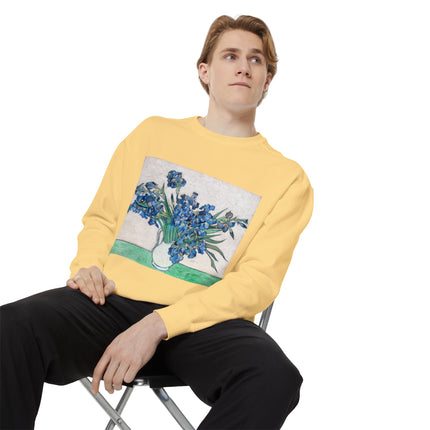Irises by Vincent Van Gogh Unisex Garment-Dyed Sweatshirt
