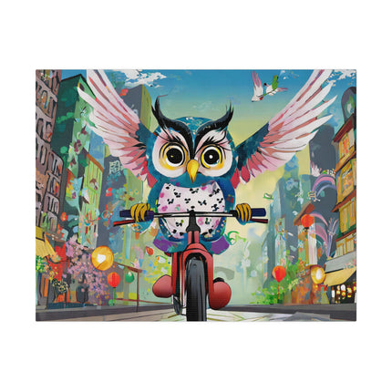 Cycling Owl Matte Canvas, Stretched, 0.75"
