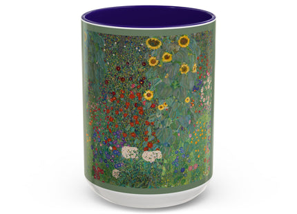 Farm Garden with Sunflowers by Gustav Klimt Colorful Mugs (11oz, 15oz)
