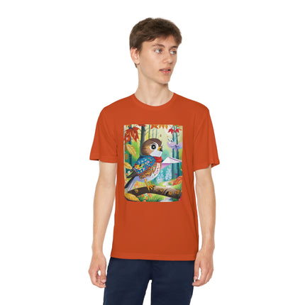 Baby Hawk Plays in Forest Youth Competitor Tee
