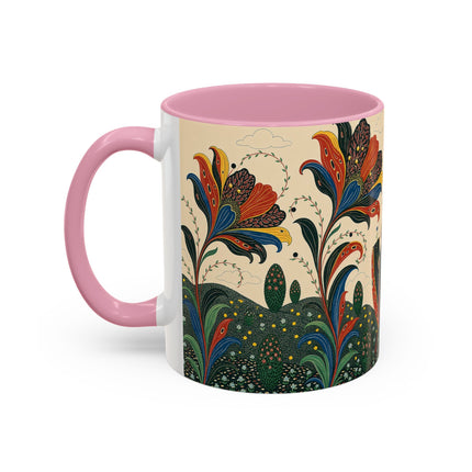 🌺🦋 The Enchanted Floral Voyage Colorful Mug – Art Deco Botanical Whimsy