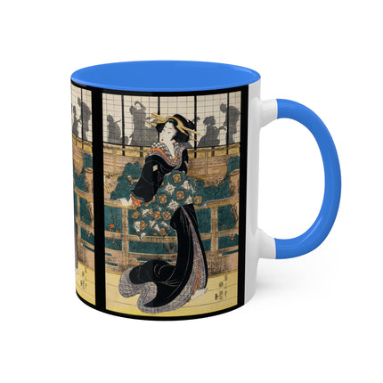 Japanese woman woodcut print by Kikukawa Eizan Colorful Mugs, 11oz