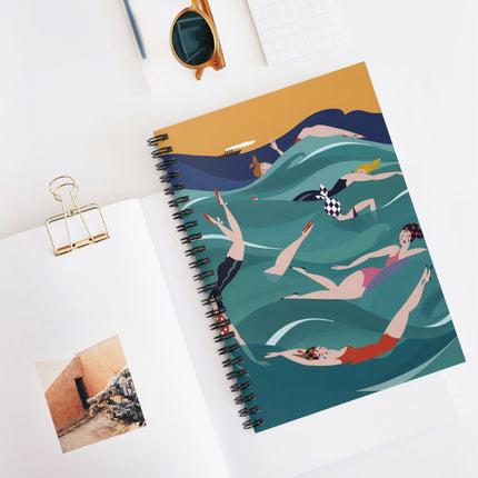 Summer Splash Spiral Notebook – Retro Beach Joy & Carefree Summer