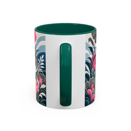 🌸🎀 The Pink Lace Garden Promenade Colorful Mug – Art Deco Fashion Elegance