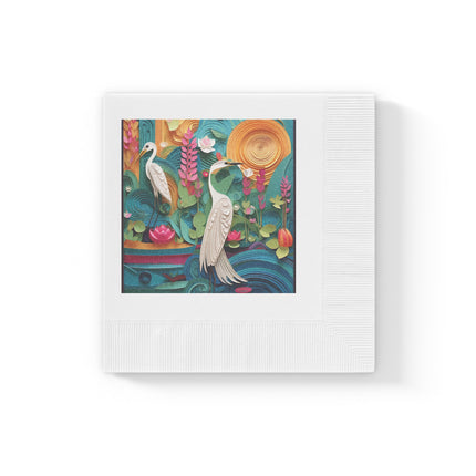 Elegant Egret Oasis White Coined Napkins
