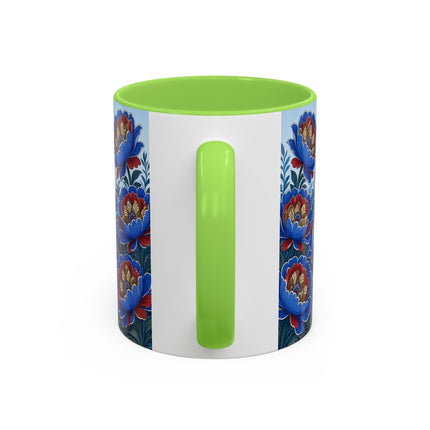 💙🌺 The Sapphire Blossom Garden Dancer Colorful Mug – Art Deco Fashion Fantasy