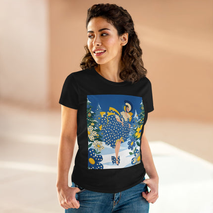 ❄️💙 The Bluebell Christmas Promenade Cotton Tee – Art Deco Holiday Elegance