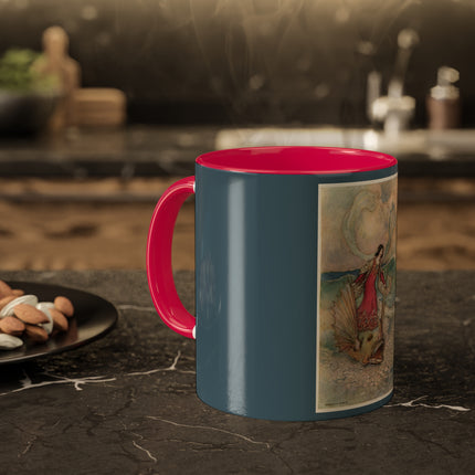Rita Rides on the Dolphin by Warwick Goble Colorful Mugs, 11oz