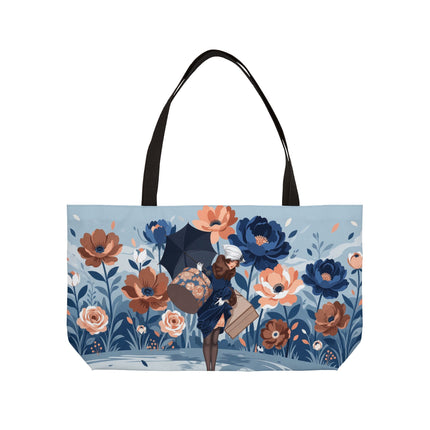 ☂️🌺 The Lady Of The Traveling Garden Weekender Tote Bag – Art Deco Floral Adventure