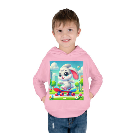 Skateboard Bunny Adventure Toddler Pullover Fleece Hoodie