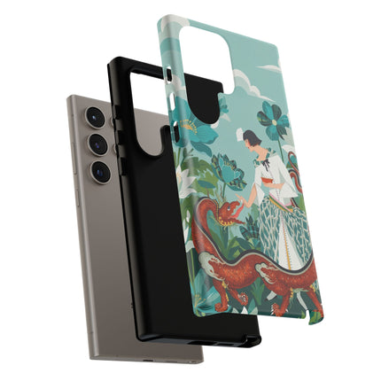 🐉🌿 The Dragon Keeper Phone Case – Art Deco Floral Fantasy