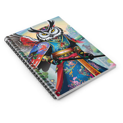 Cyberpunk Samurai Owl Spiral Notebook - Ruled Line