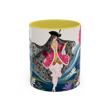 🌸🎀 The Pink Lace Garden Promenade Colorful Mug – Art Deco Fashion Elegance