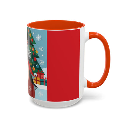 ❤️ The Lady Of The Crimson Scarf Colorful Mug – Art Deco Christmas Elegance