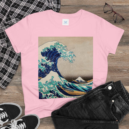 The Great Wave off Kanagawa by Katsushika Hokusai Women's Midweight Cotton Tee