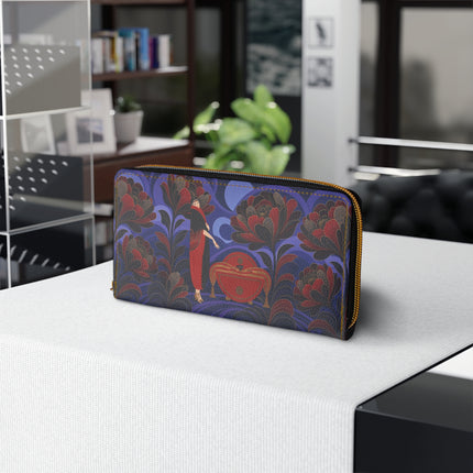🌹💜 The Crimson Moonlight Garden Wallet – Art Deco Floral Mystery