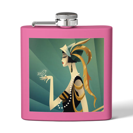 Art Deco Flapper with Bird Flask – Elegant Glamour & Timeless Style