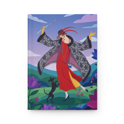 🎭🐕 The Lady And The Dancing Dog Hardcover Journal – Art Deco Garden Whimsy
