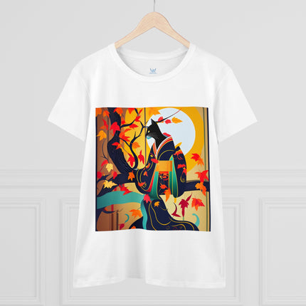 Black Cat in Kimono Women's Midweight Cotton Tee