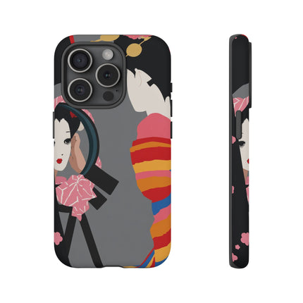 Geisha Mirror Phone Case – Elegant Reflection & Timeless Beauty