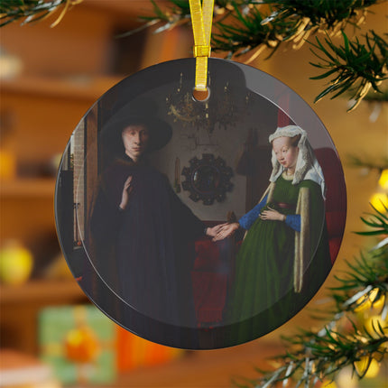 Arnolfini Portrait by Jan Van Eyck Glass Ornaments